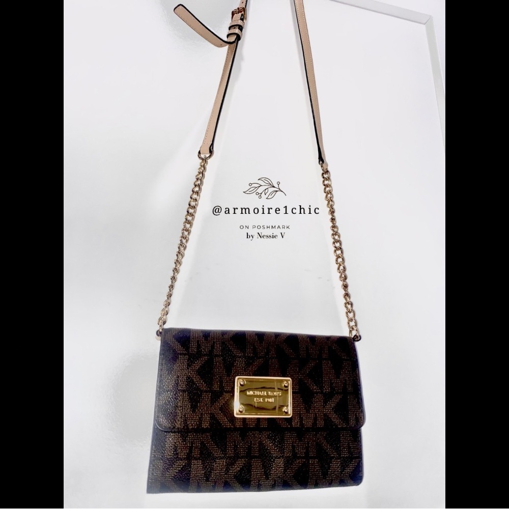 MICHAEL KORS | Purse | Brown Crossbody Bag with Gold Metal Hardware - Picture 14 of 16
